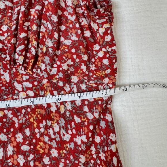 Rails Audrina Red White Ditsy Floral Midi Dress Women's Small Cottage Romantic - Picture 6 of 12